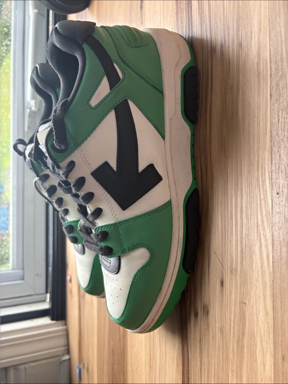 Off-White Low-Top Sneakers in Green, White & Black